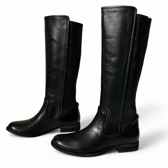 Frye Shoes - Frye Black Leather Melissa Scrunch Tall Riding Boots size 8